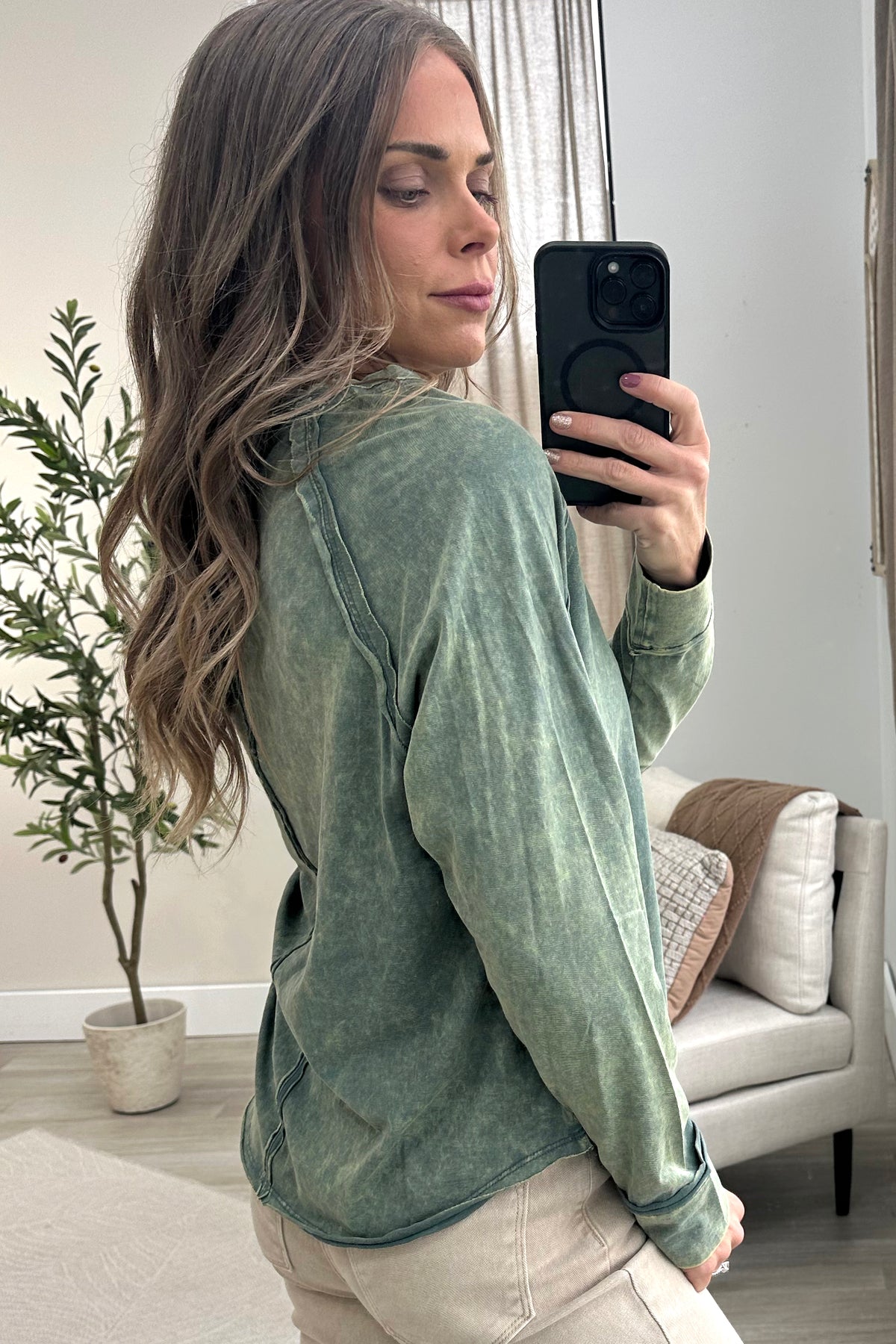Washed Scoop Neck Top