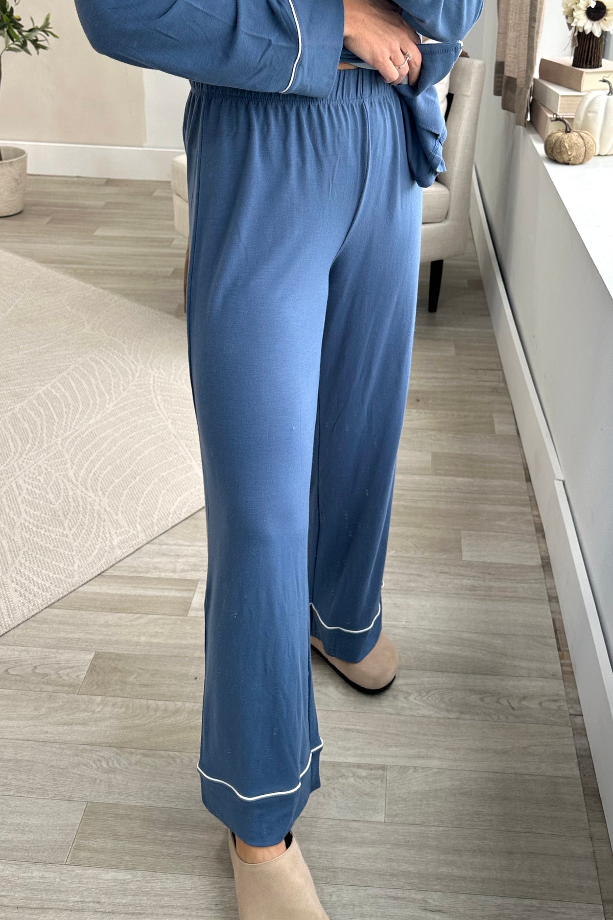 Dusty Blue Button Up And Pants Set