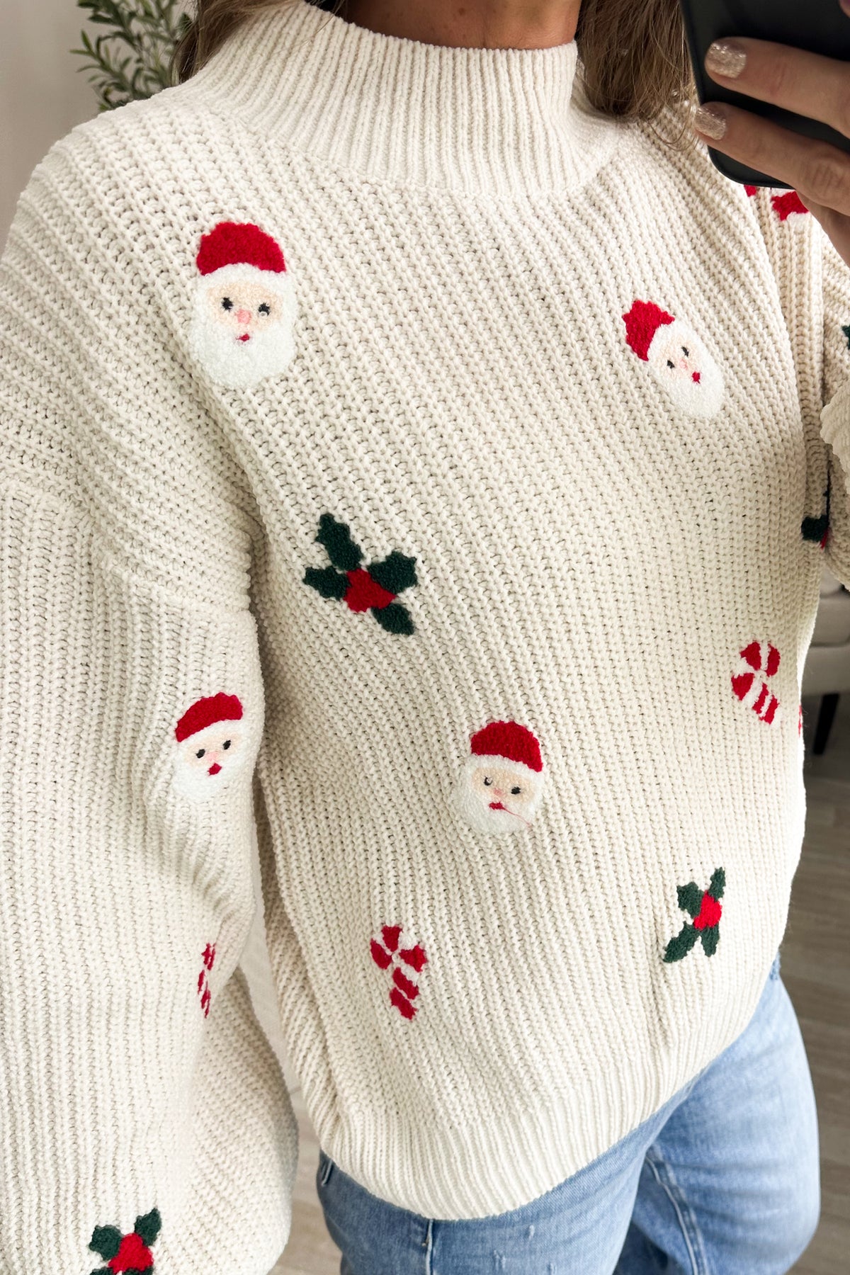 Cream Cozy Chenille Festive Christmas Sweater