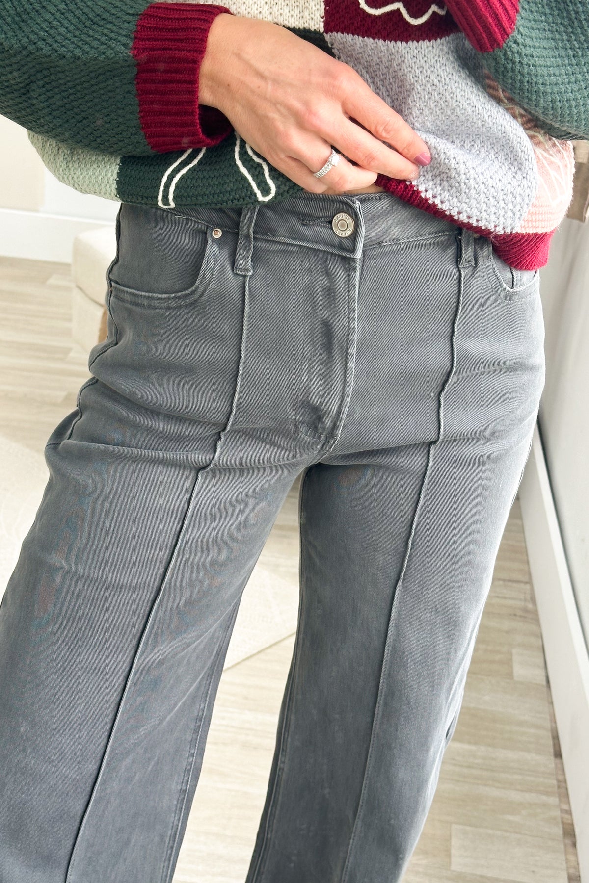 High Rise Wide Leg Pintuck Pants