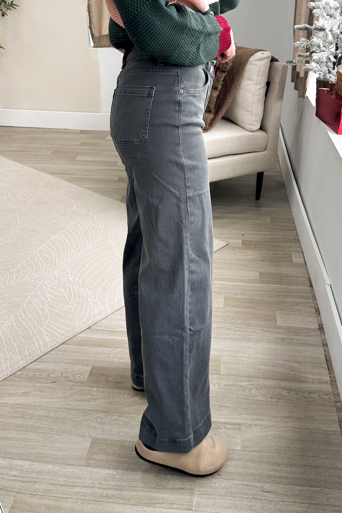 High Rise Wide Leg Pintuck Pants