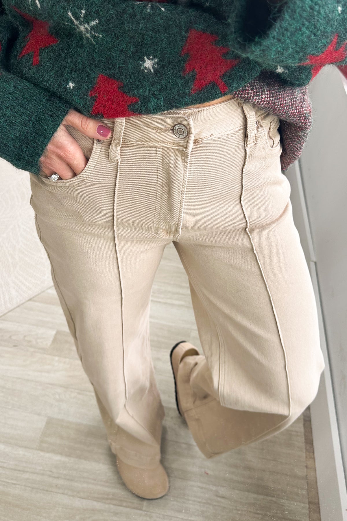 High Rise Wide Leg Pintuck Pants