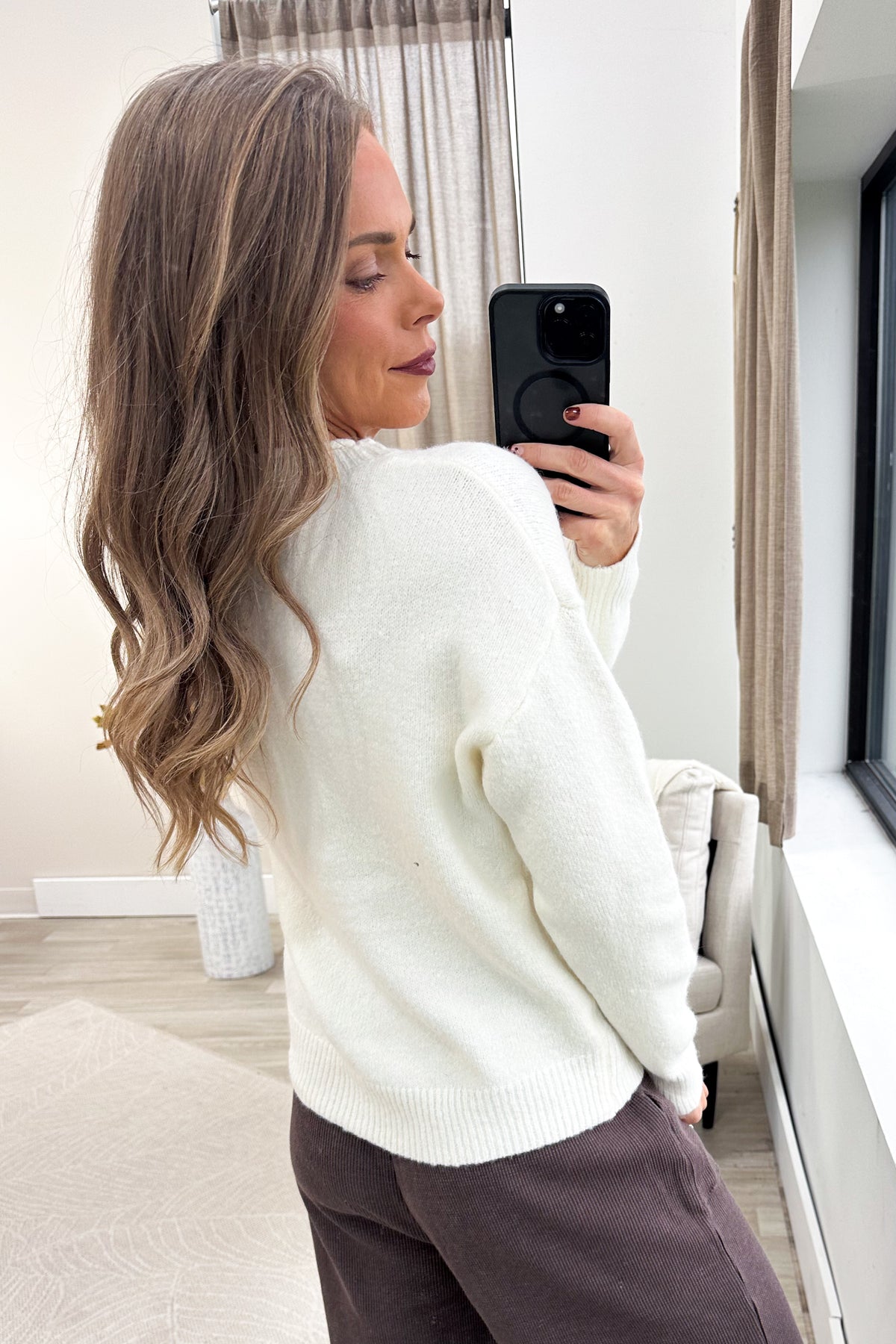 Ivory Textured Christmas Tree Sweater