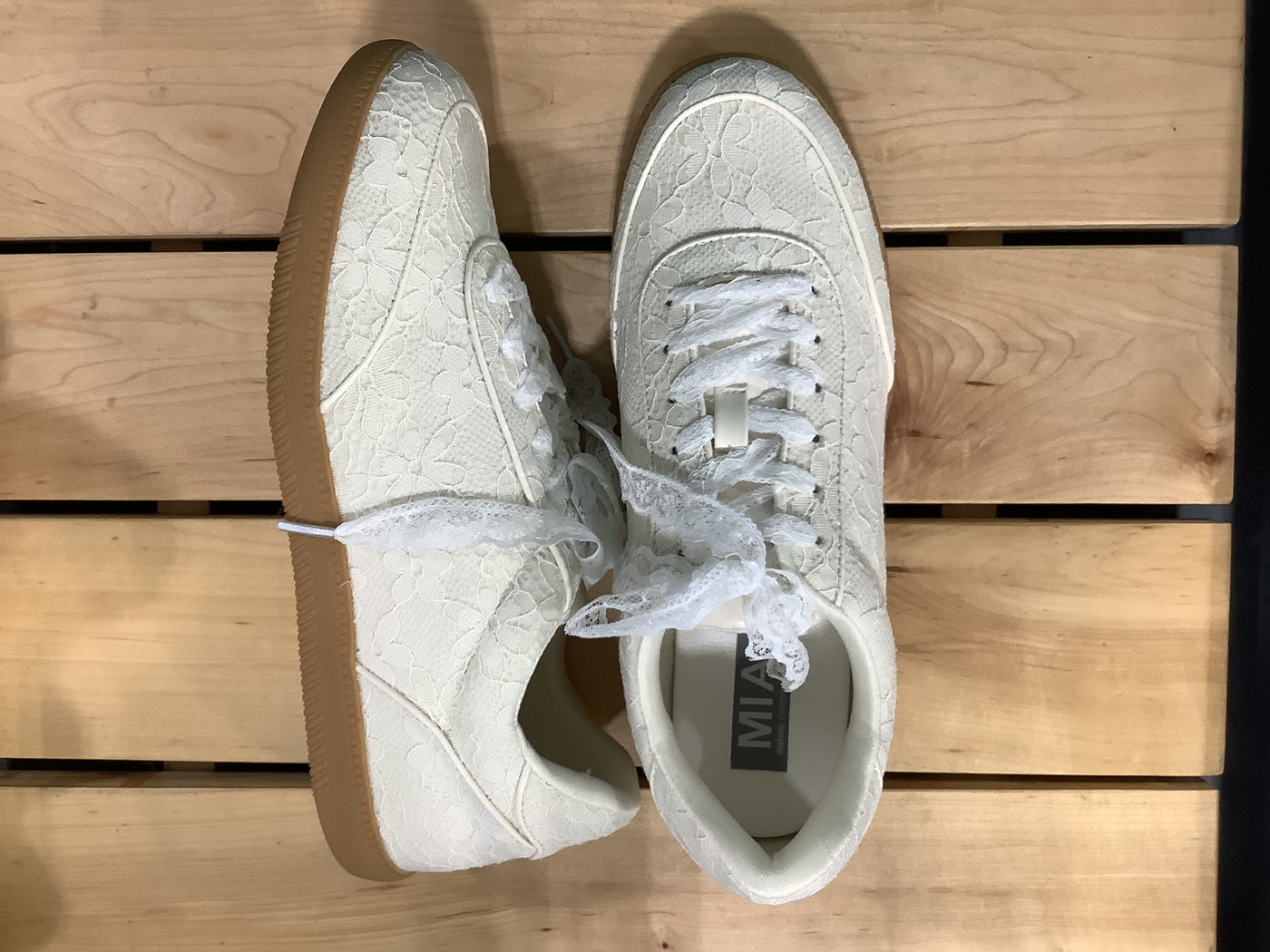 MIA Cream Floral Lace Up Sneakers
