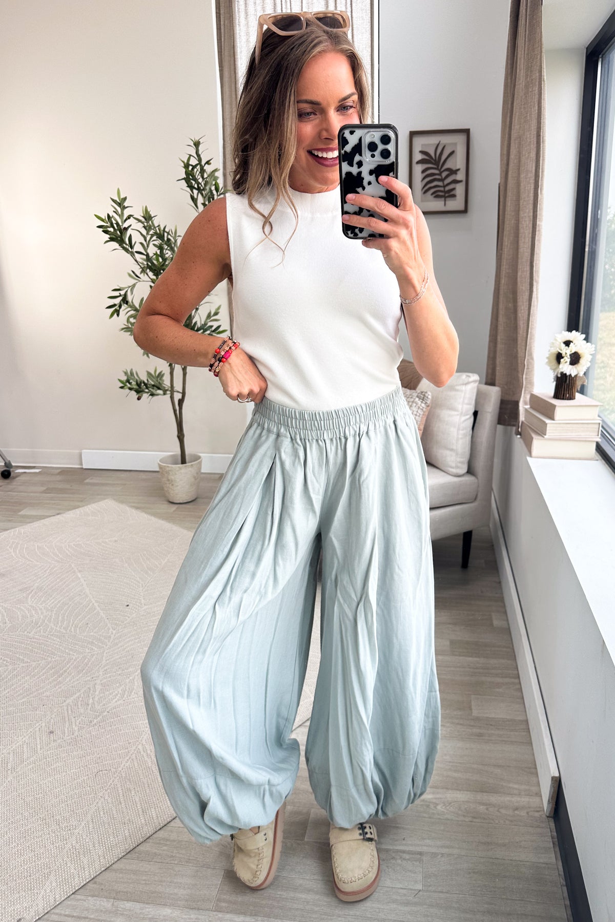 Cotierra Cotton Blend Easy Waist Barrel Pant with Pockets
