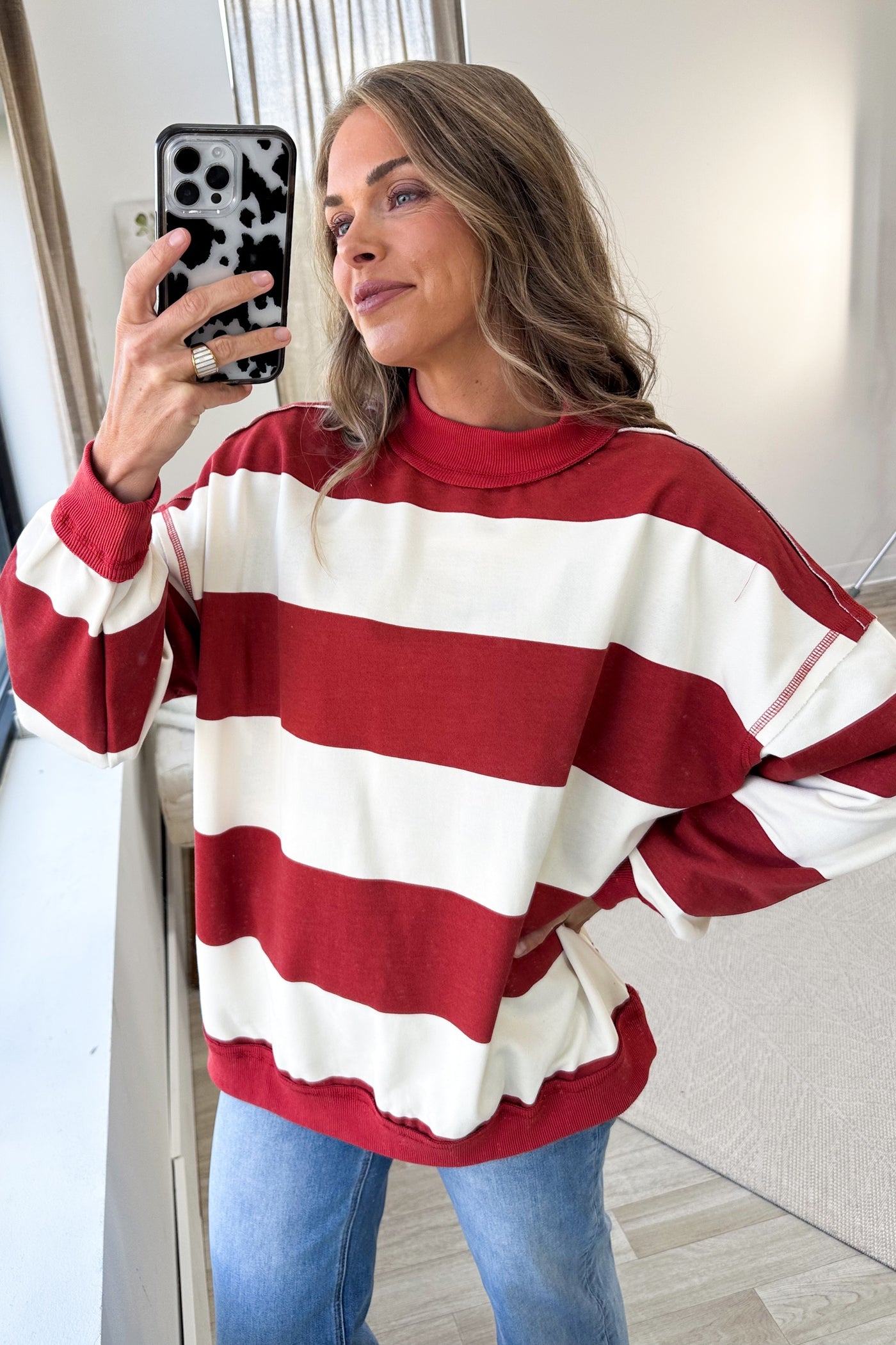 Game Day Reversible Football Mock Neck Sweatshirt