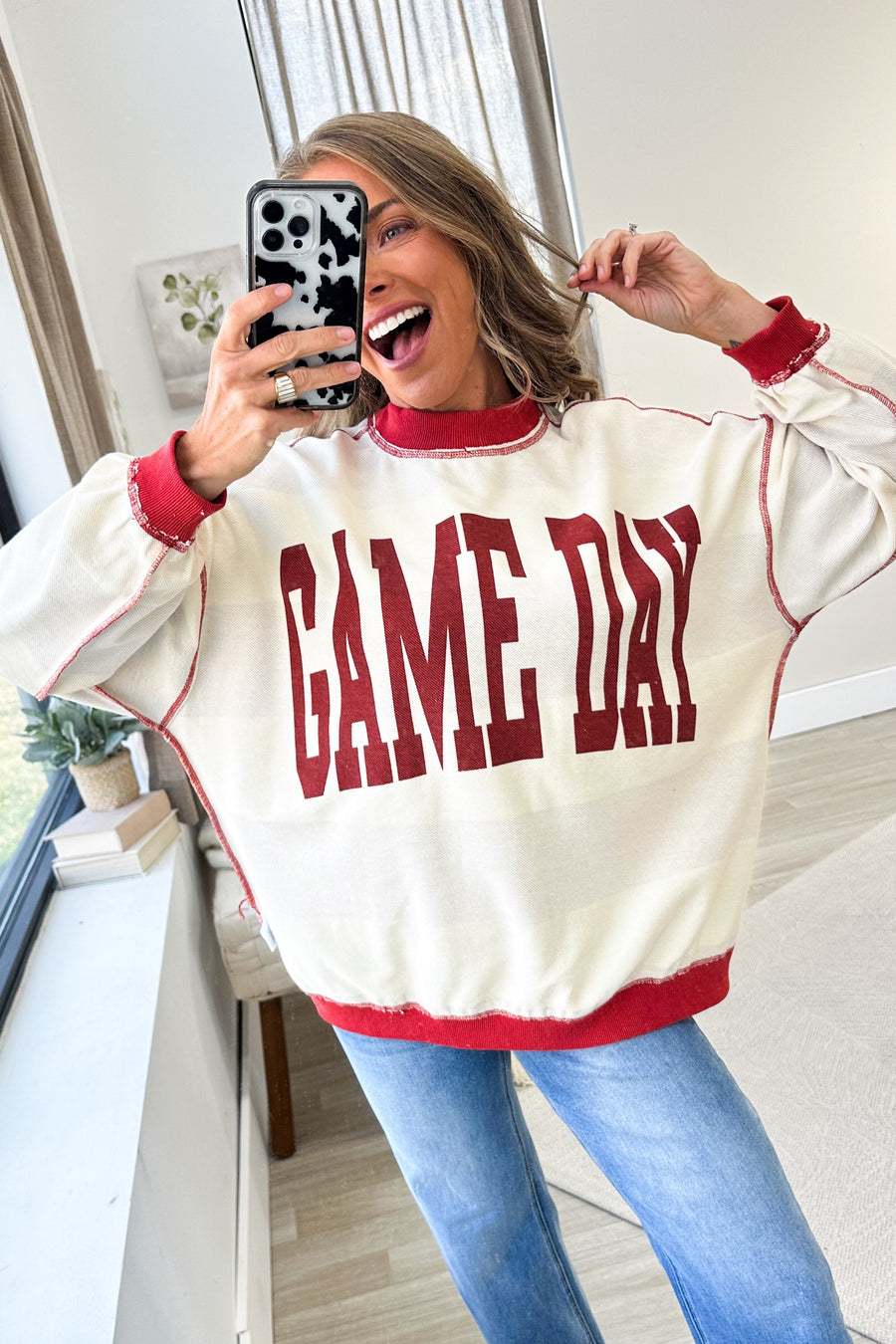 Game Day Reversible Football Mock Neck Sweatshirt