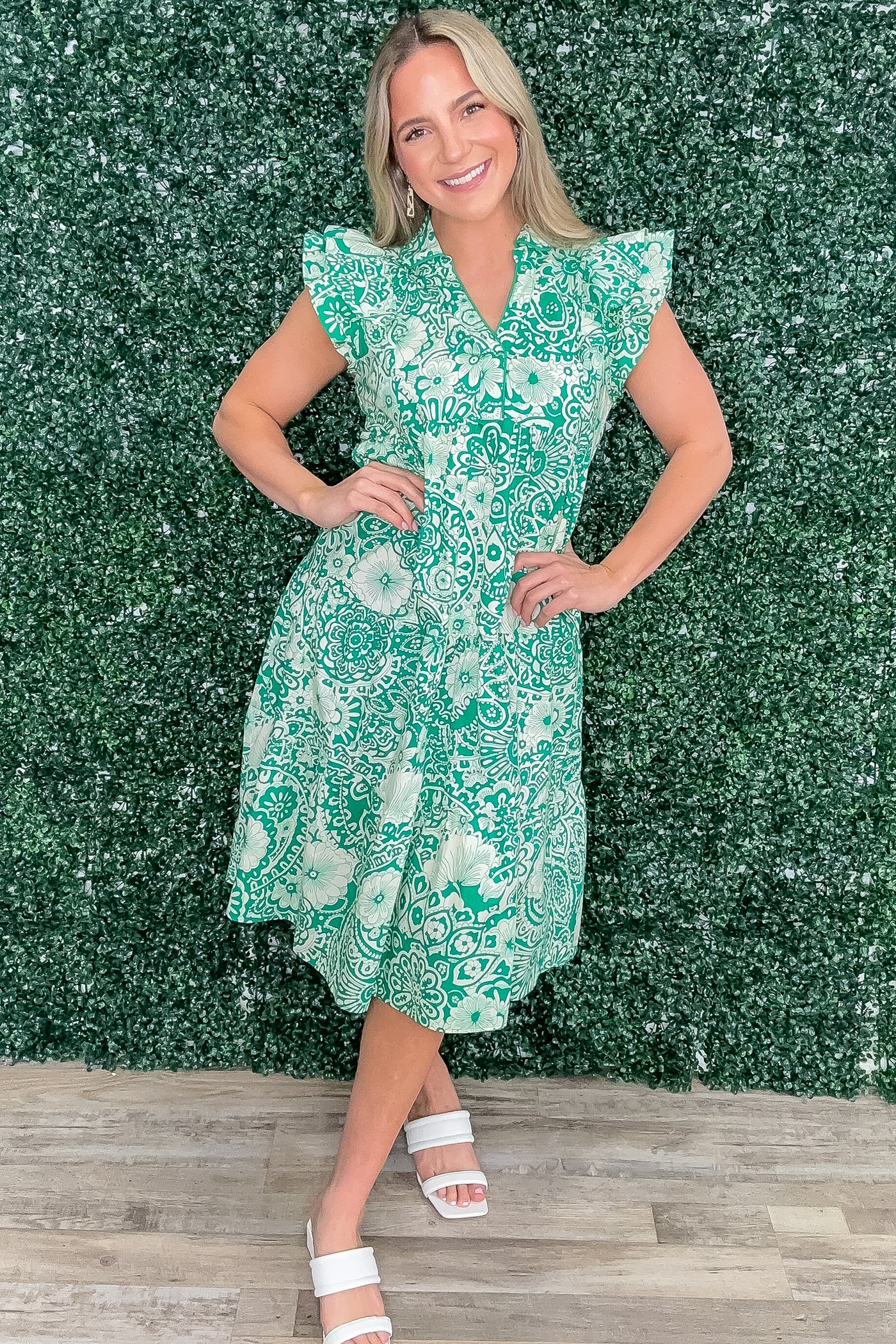 Jade Collared V-Neck Tiered Dress Filly Flair Jade Collared V-Neck Tiered Dress Filly Flair
