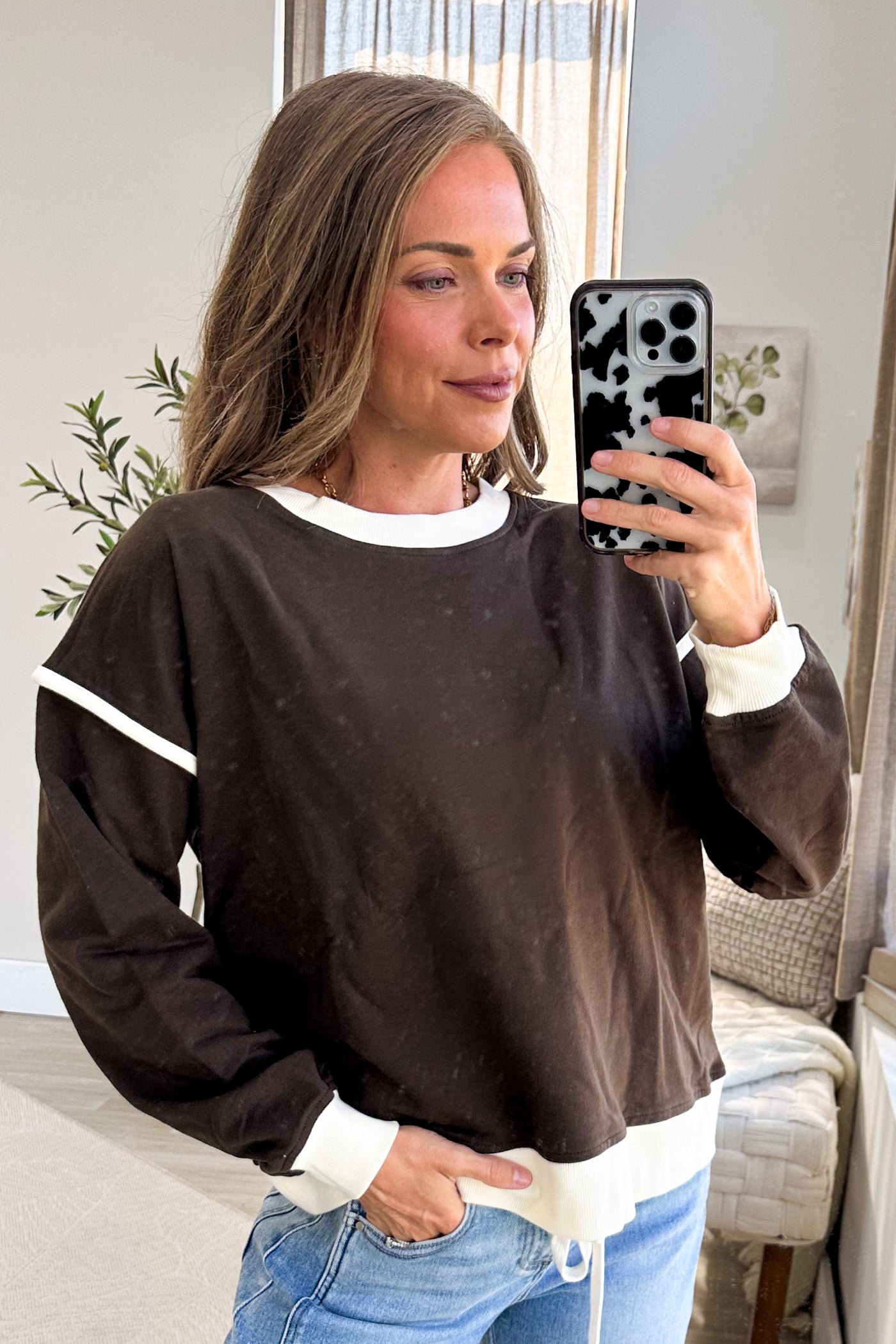 French Terry Drop Shoulder Knit Pullover