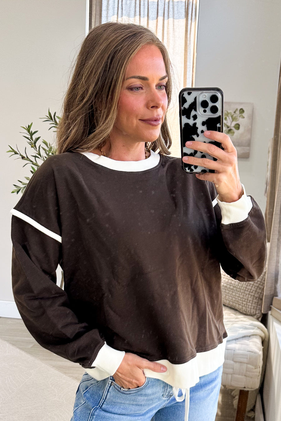 French Terry Drop Shoulder Knit Pullover