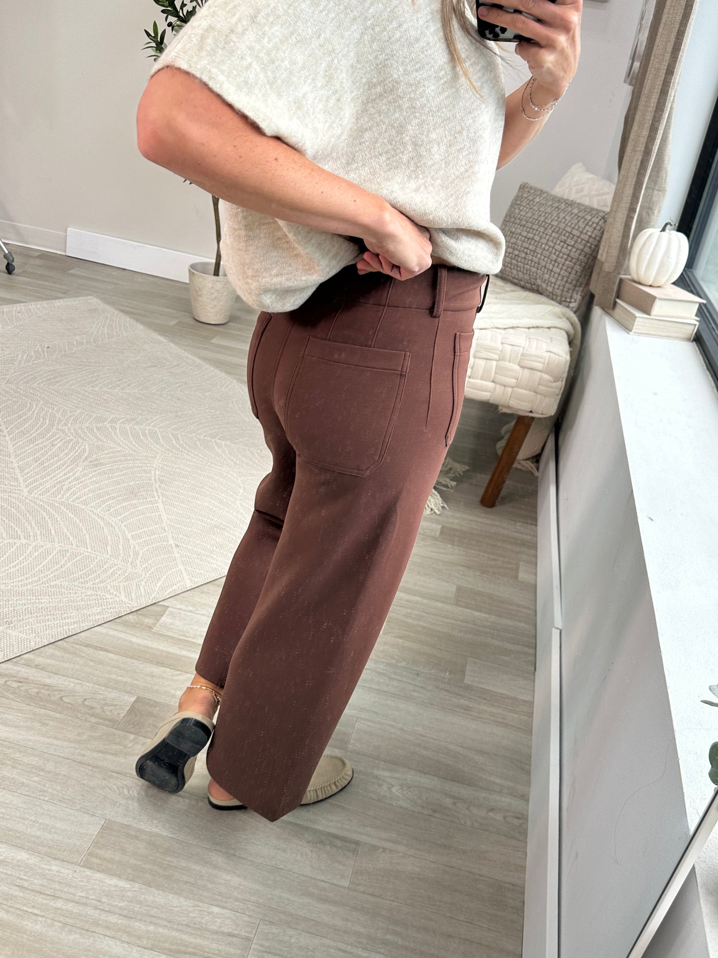 Brown Front Patch Pocket Pants