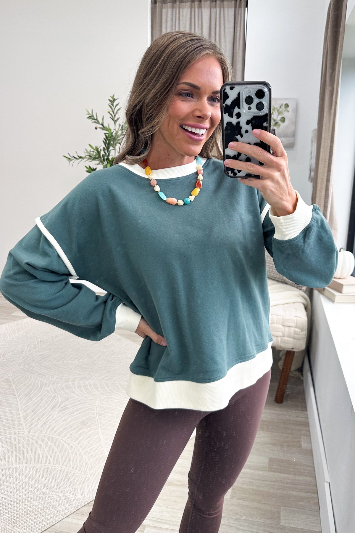 French Terry Drop Shoulder Knit Pullover