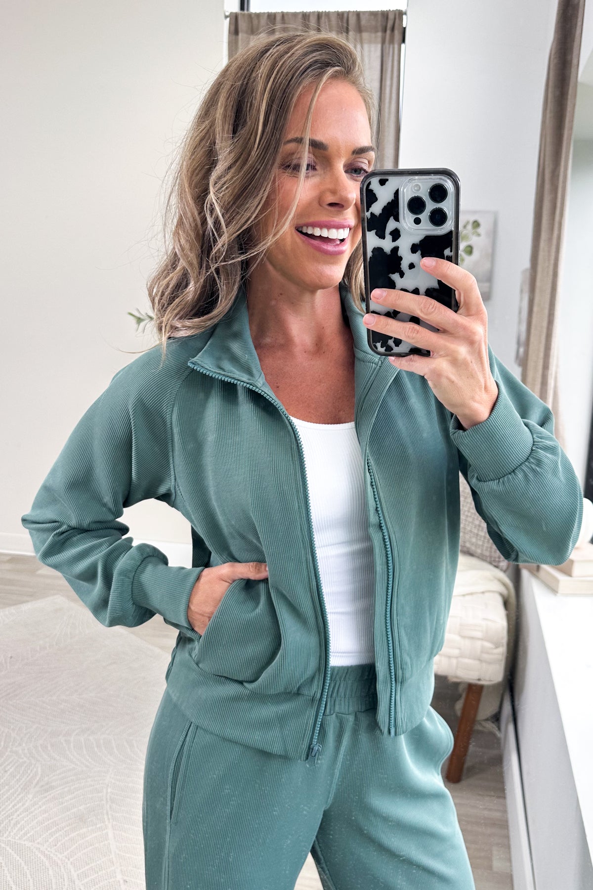 Luxe Ribbed Zip Up Jacket