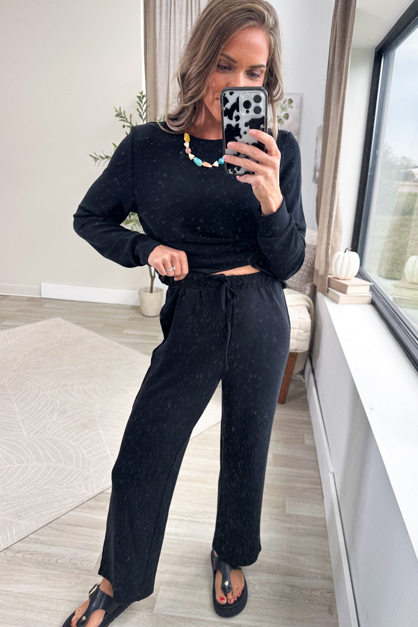 Black Essential Long Sleeve And Pants Set