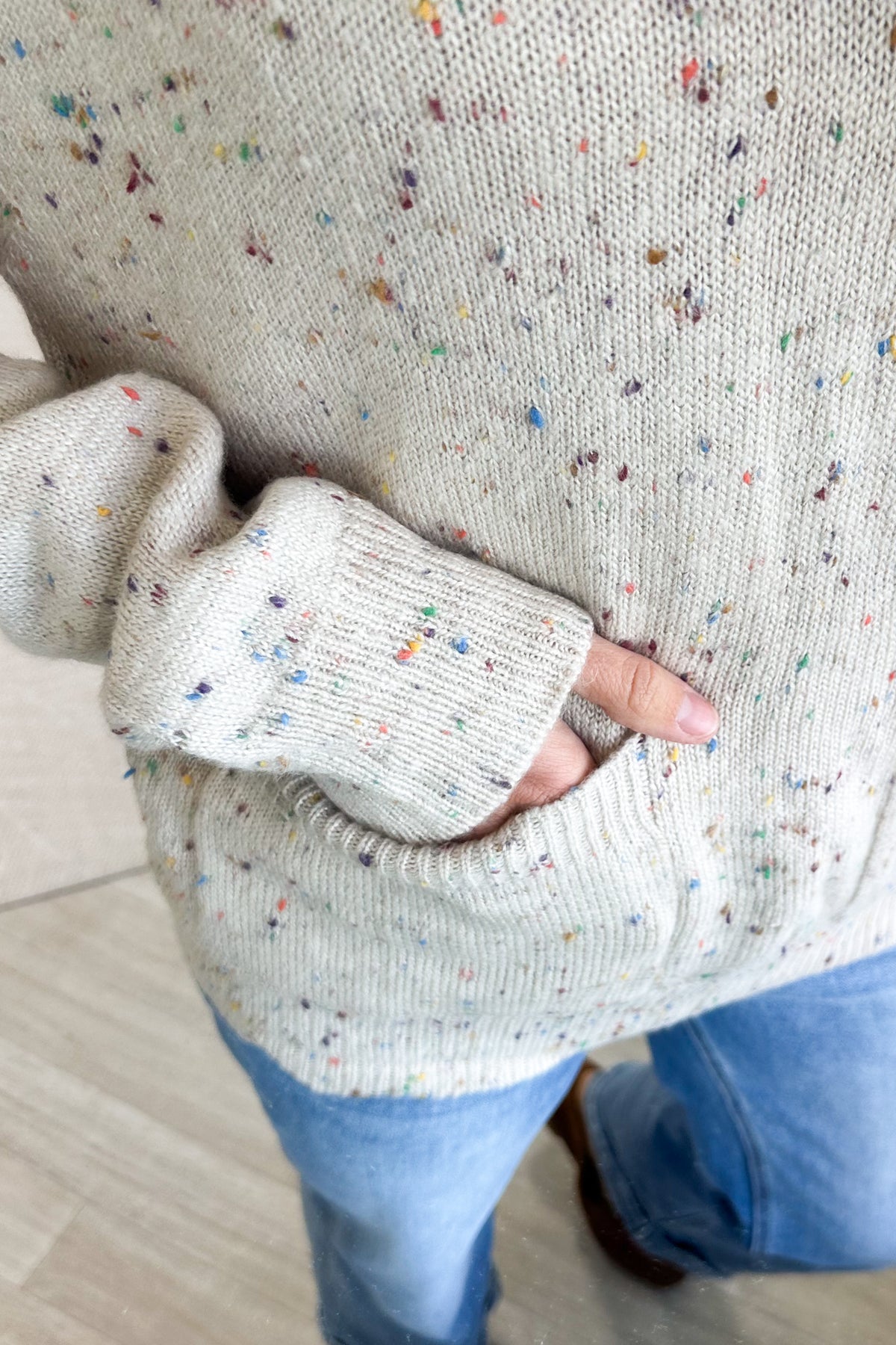 Oatmeal Melange Knitted Sweater
