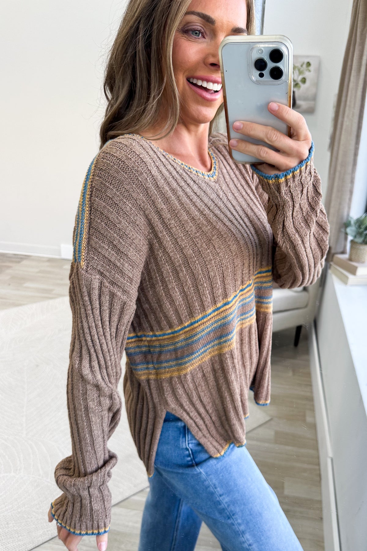 Mocha Boho Inspired Knit Sweater Top