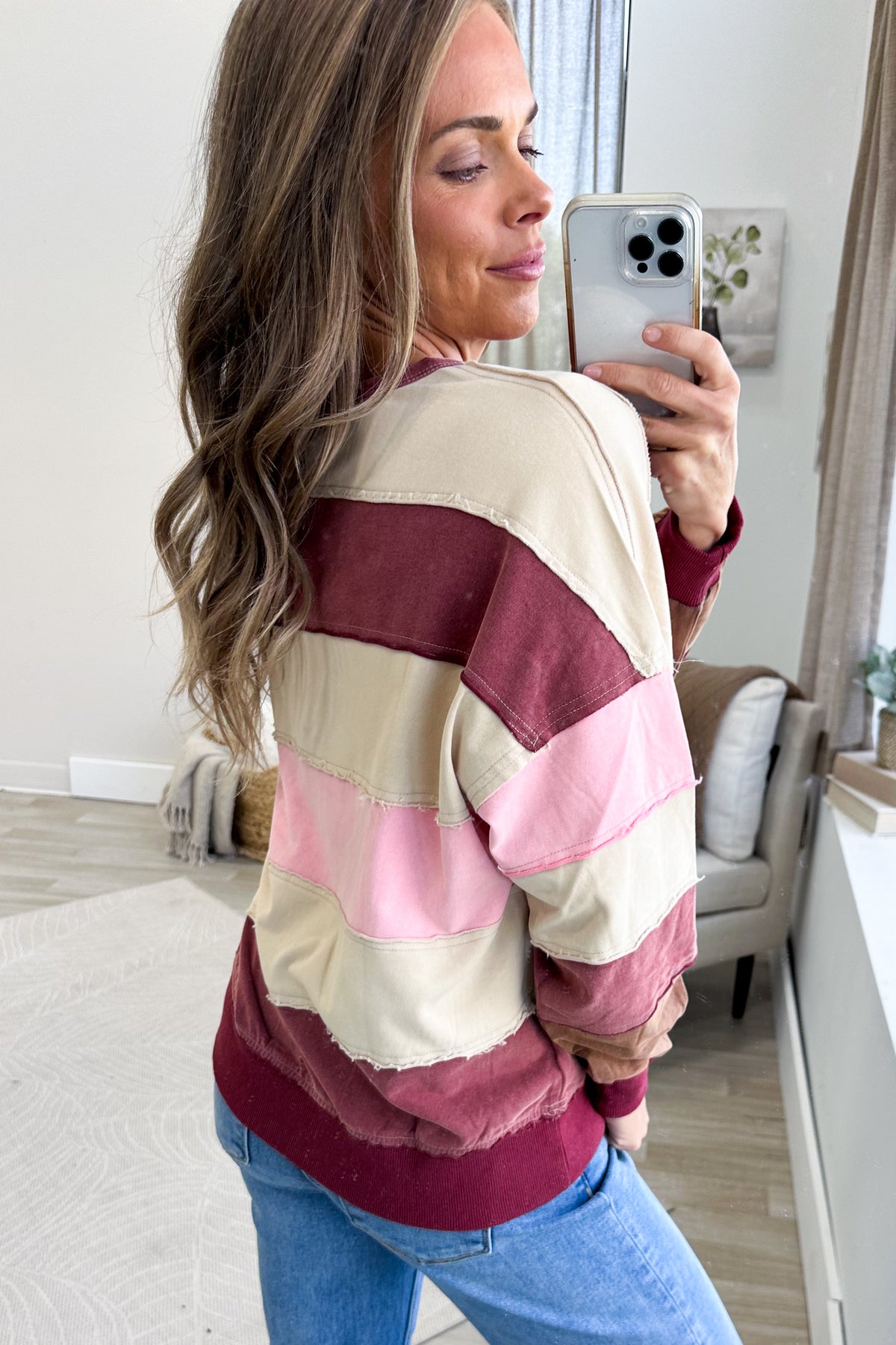 Berry Rugby Striped Colorblock Pullover