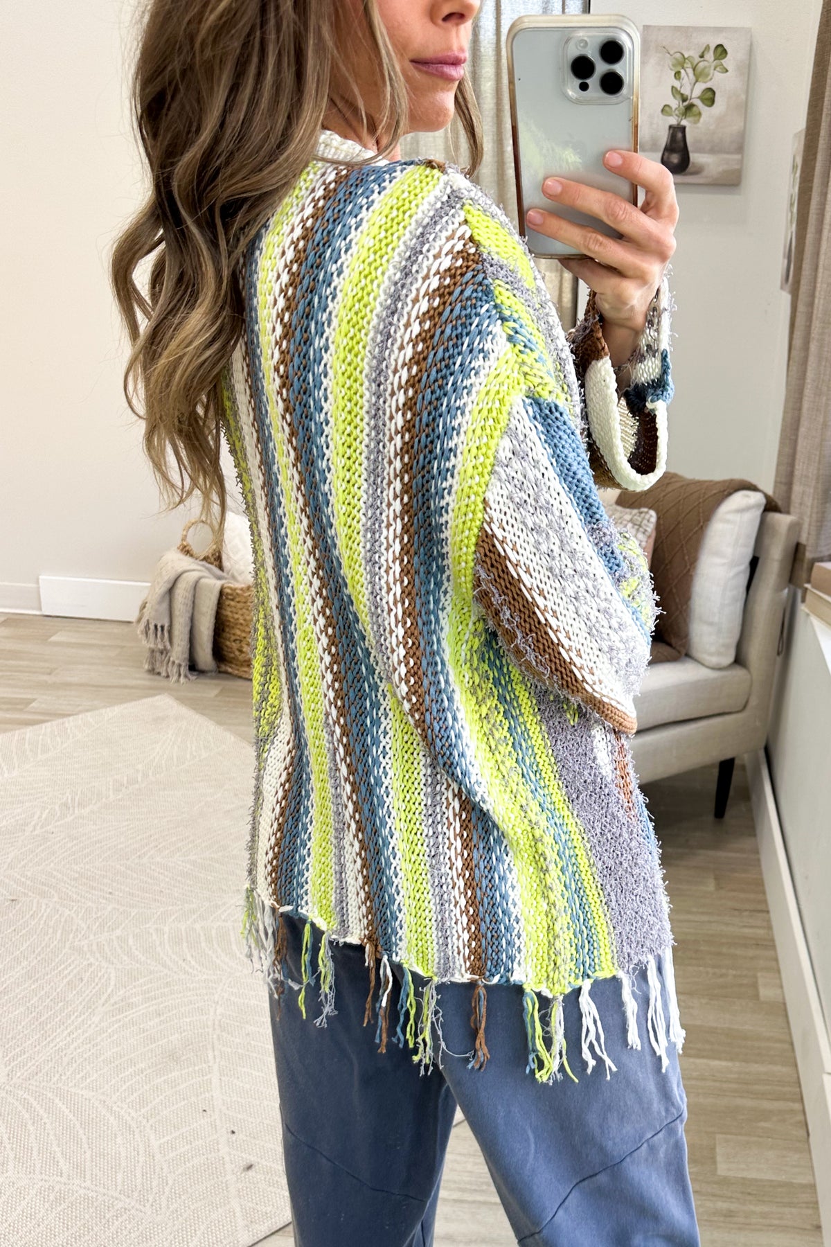 Teal And Brown Patchwork Woven Top