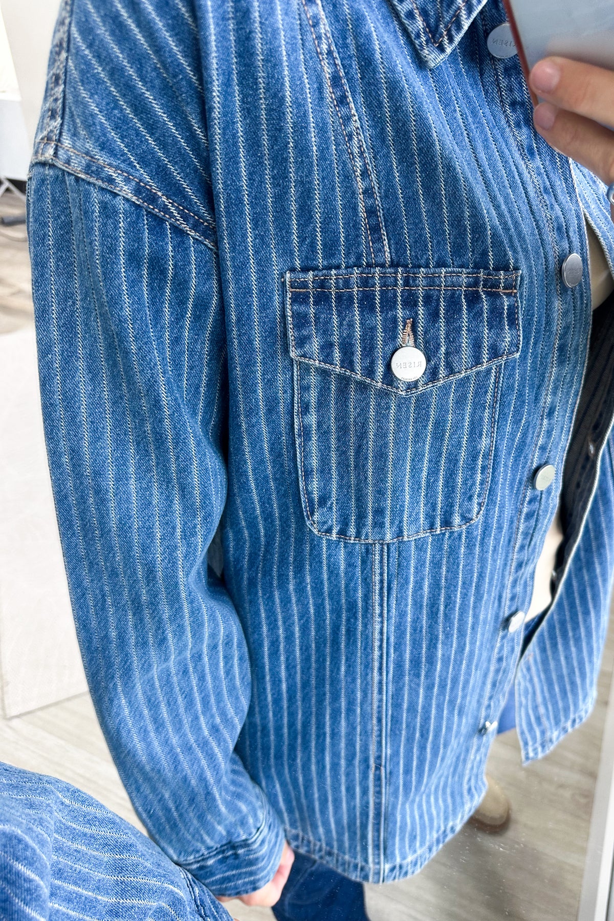 Risen Stripe Button Shacket