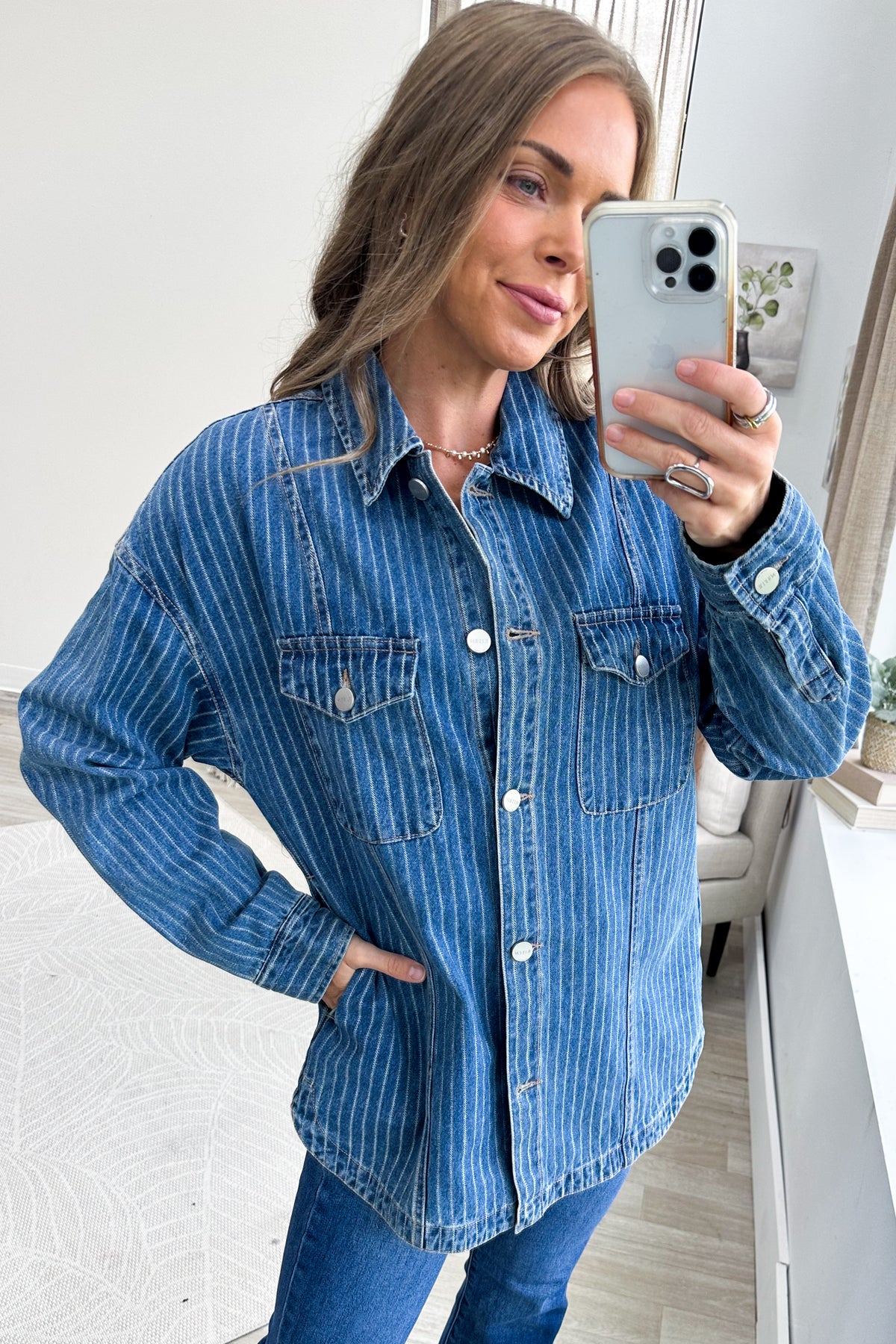 Risen Stripe Button Shacket