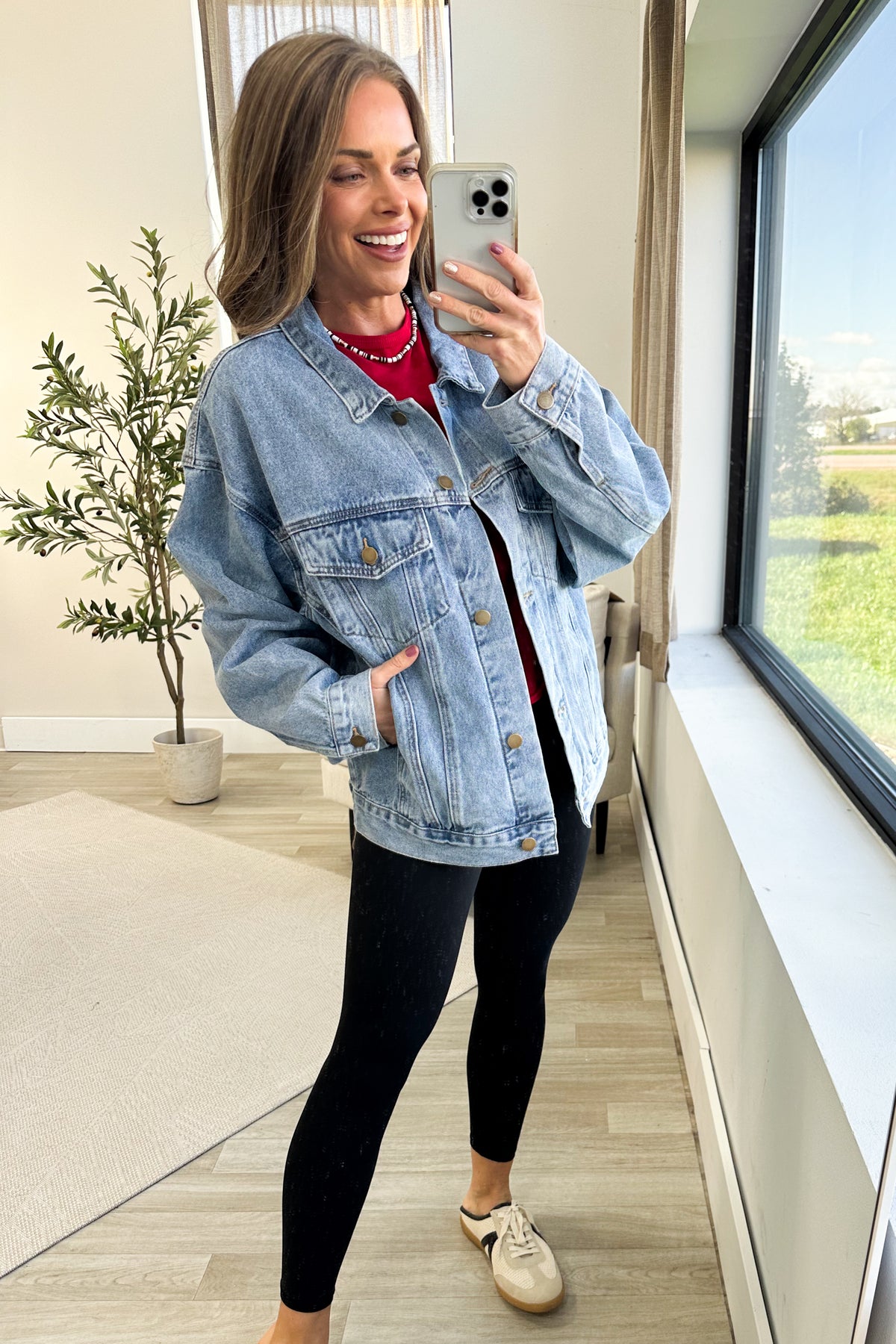 Boyfriend Fit Medium Wash Denim Jacket