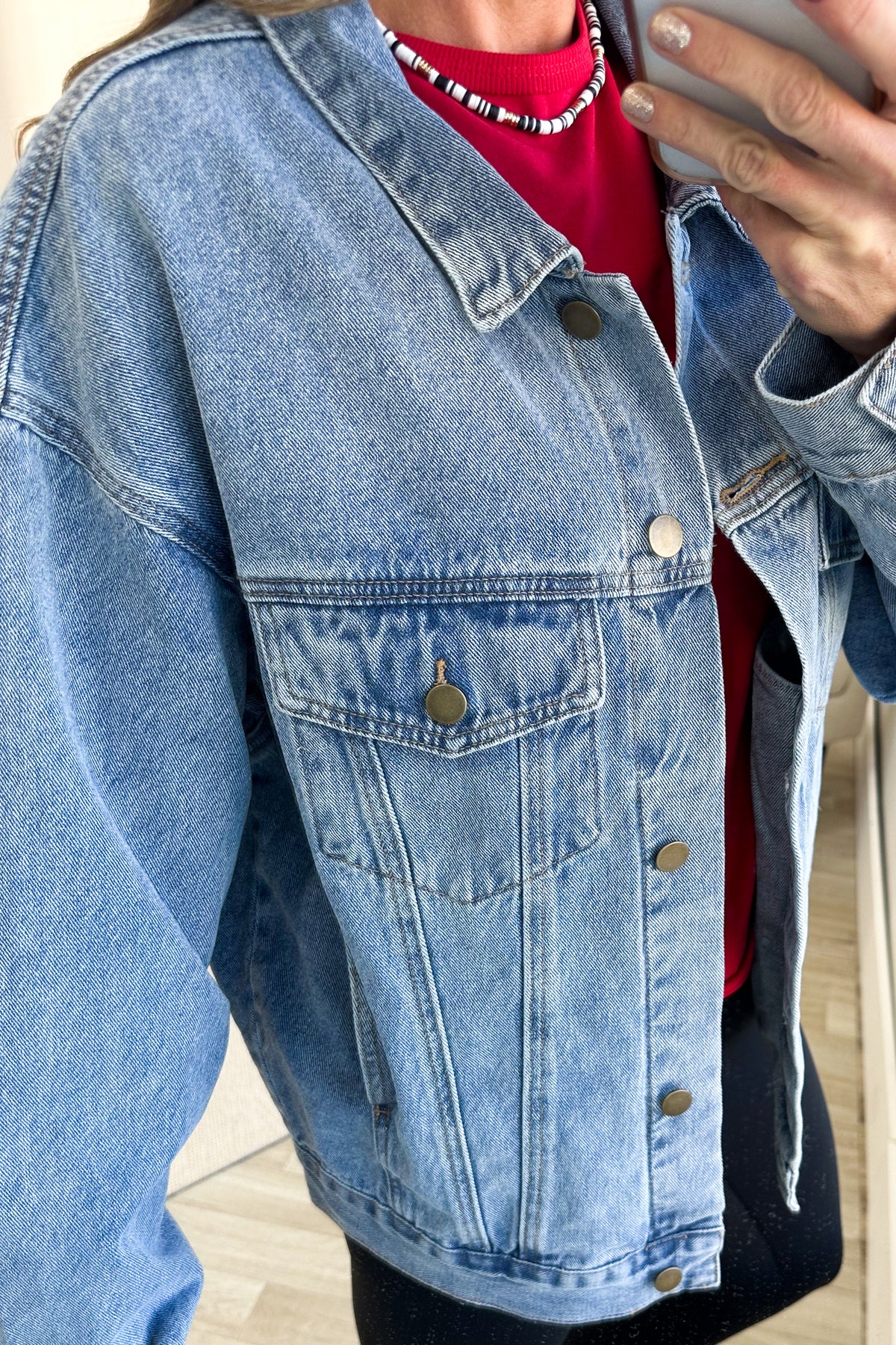 Boyfriend Fit Medium Wash Denim Jacket