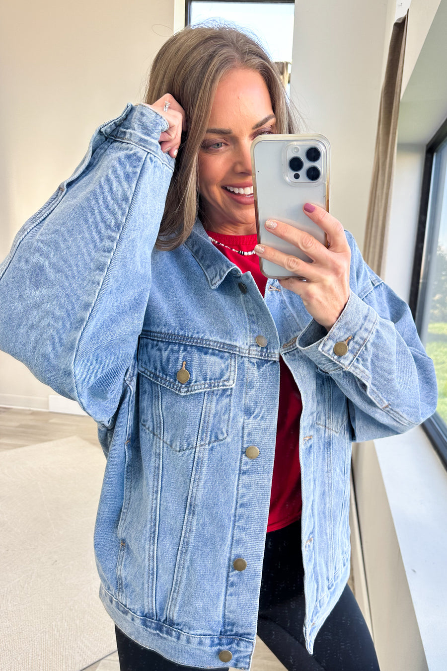 Boyfriend Fit Medium Wash Denim Jacket