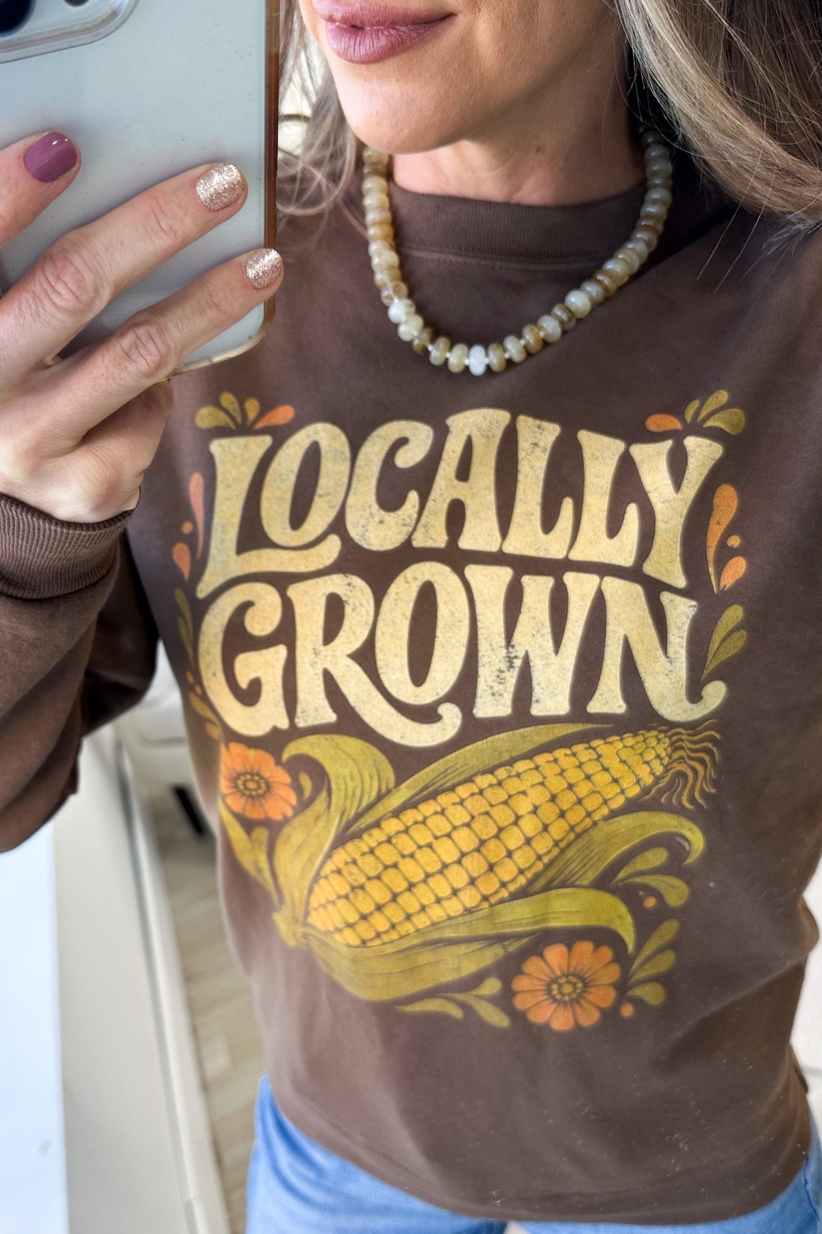 Mocha Locally Grown Corn Crewneck Sweatshirt