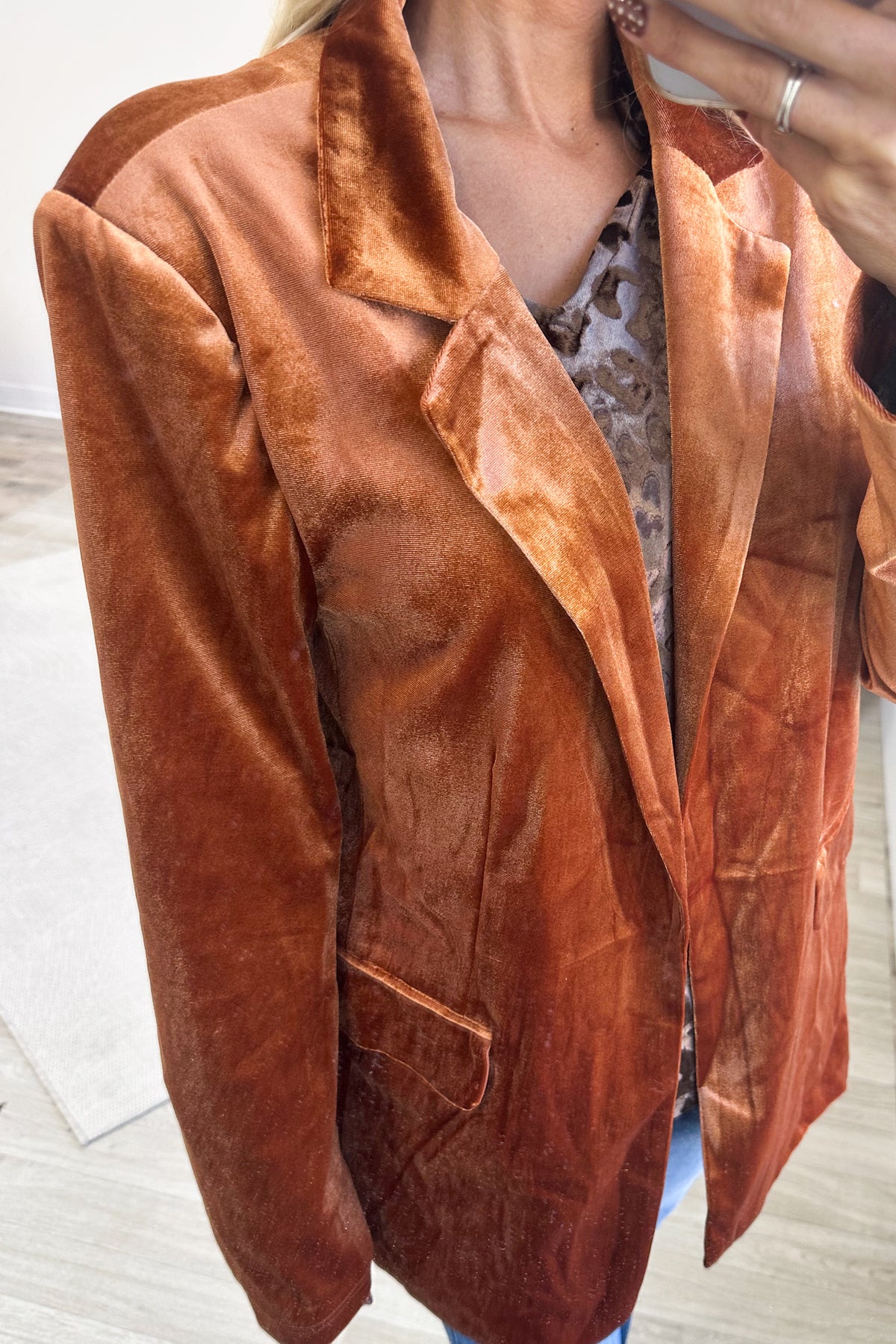 Rust Velvet Tailored Blazer