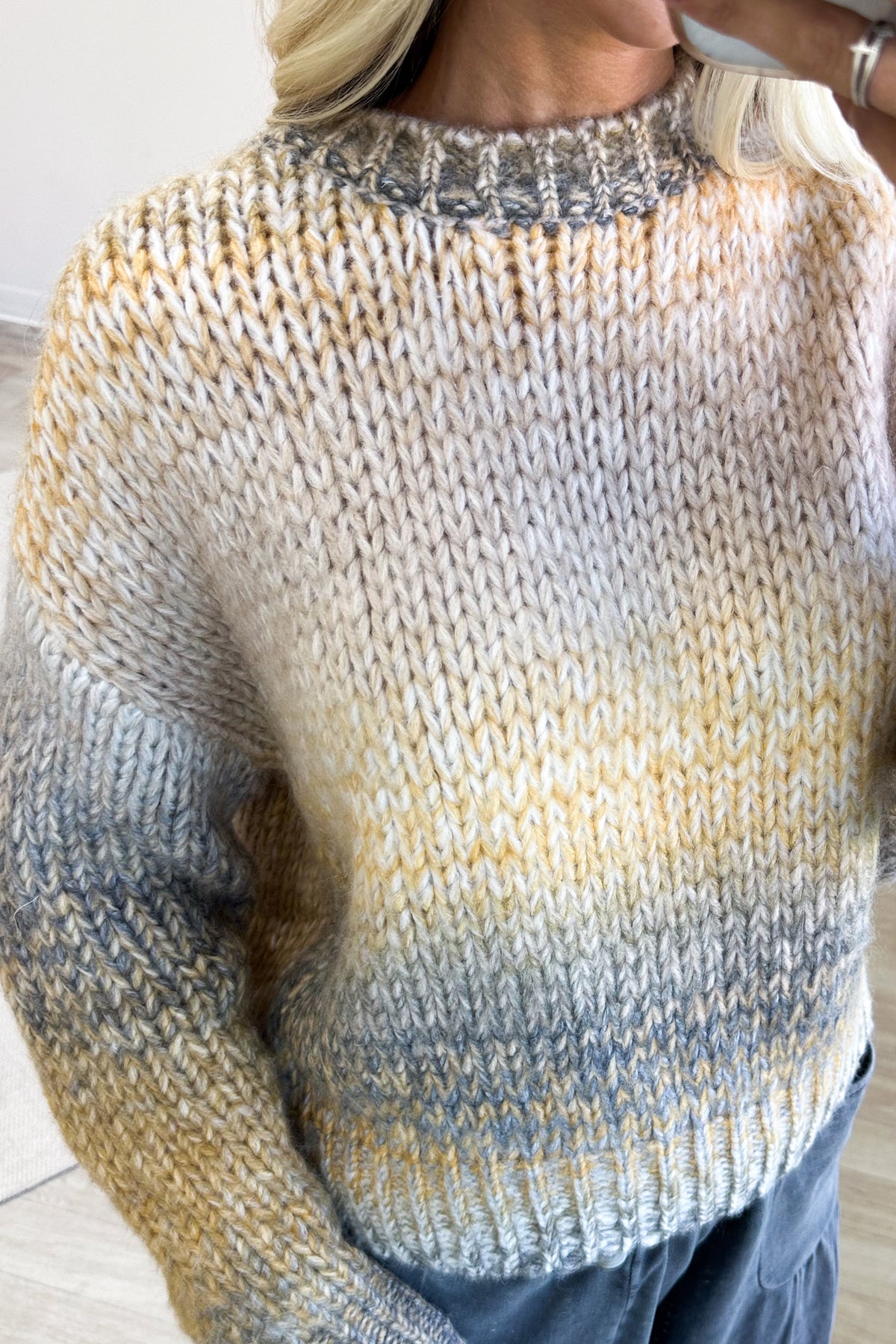 Marigold And Grey Ombre Soft Knit Sweater