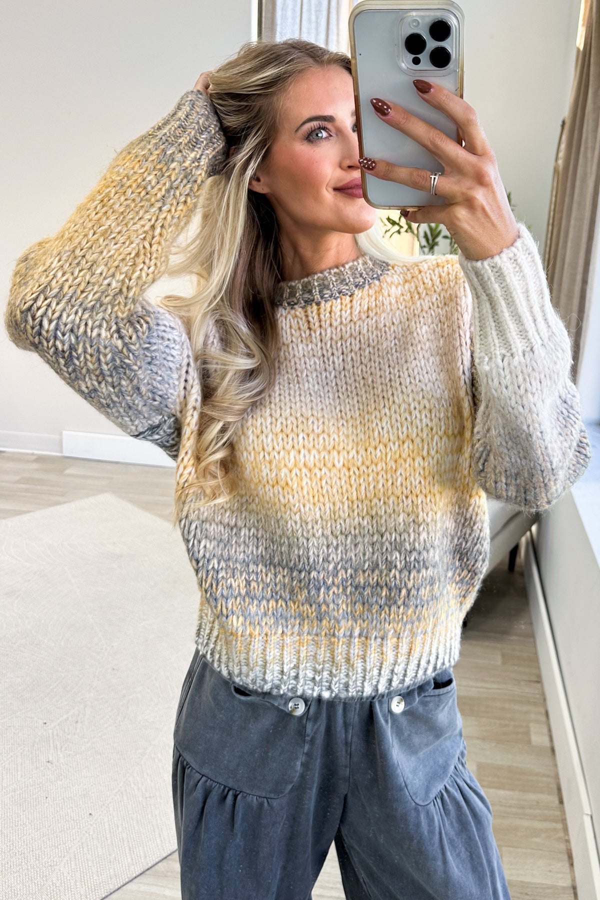 Marigold And Grey Ombre Soft Knit Sweater
