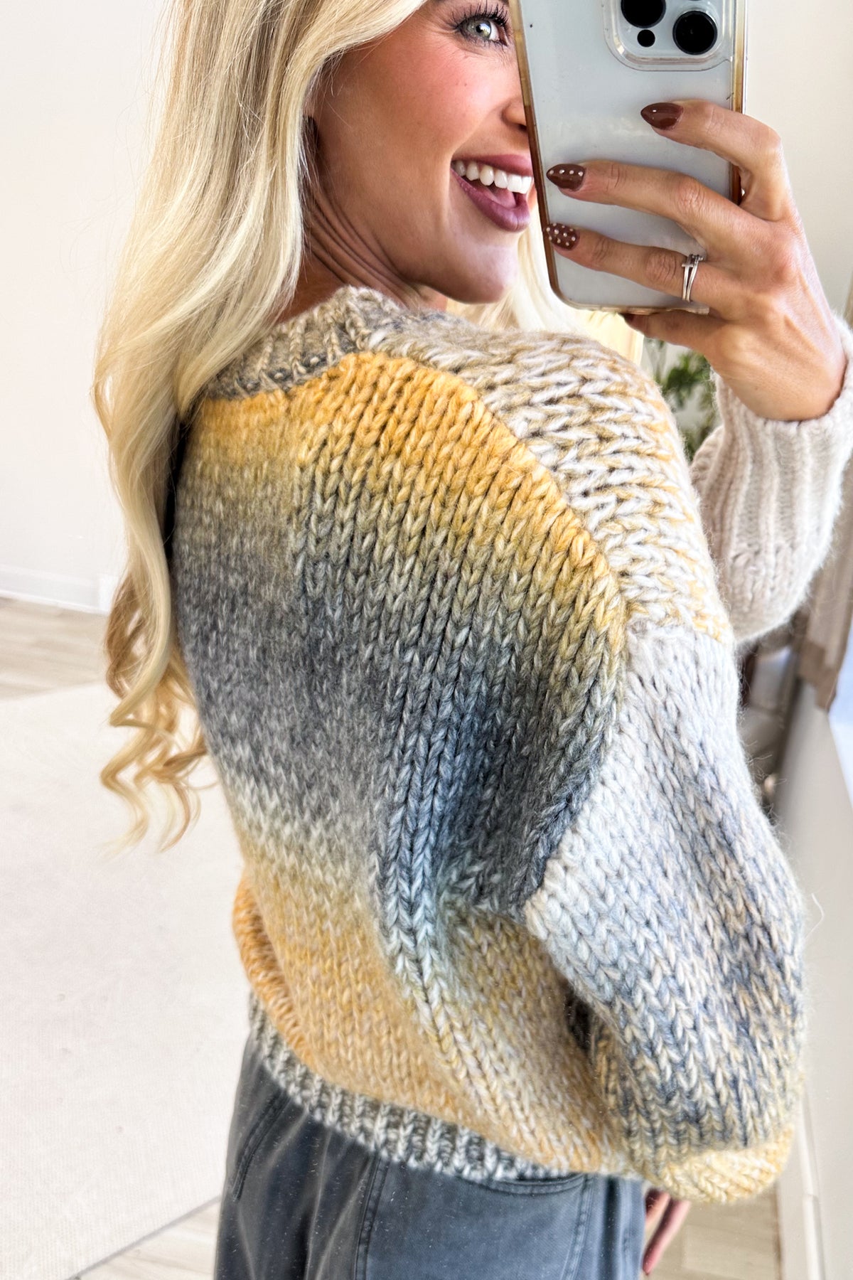 Marigold And Grey Ombre Soft Knit Sweater