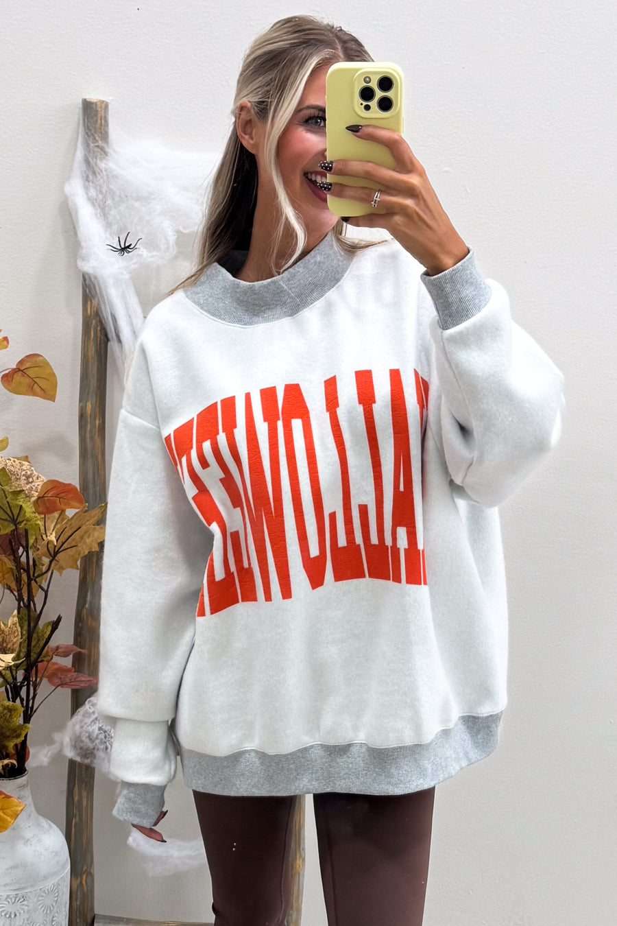 Heather Grey Halloween Reversible Mock Neck Sweatshirt