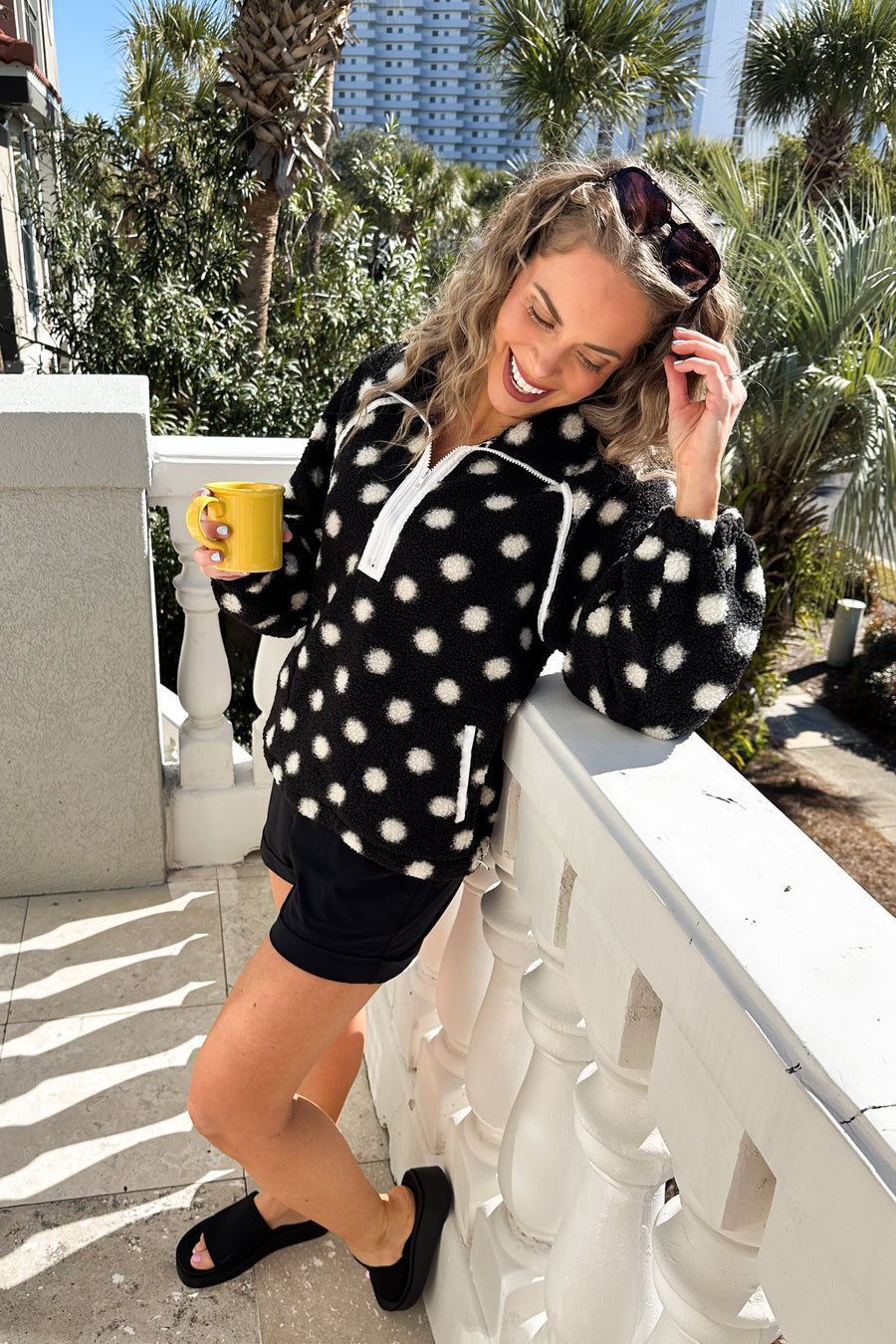 Black Fleece Dots Half Zip Sweatshirt