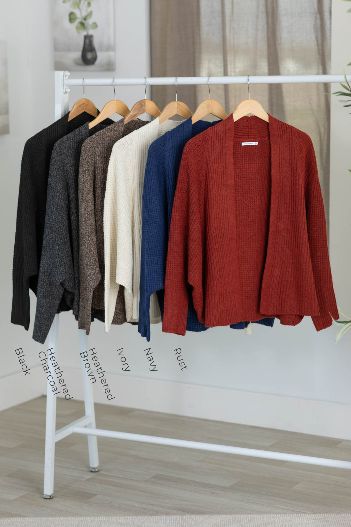 Staccato Ribbed Dolman Open Front Cardigan