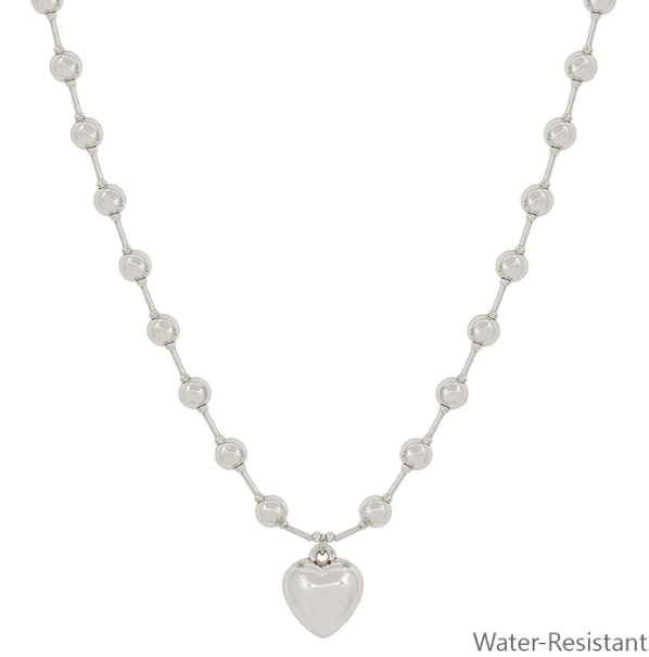 Beaded Chain with Puffy Heart Necklace