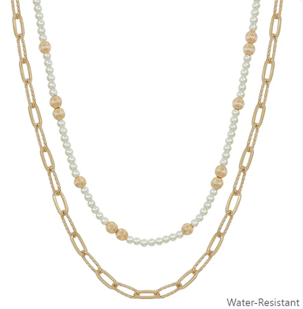 Double Layered Pearl Beaded Necklace