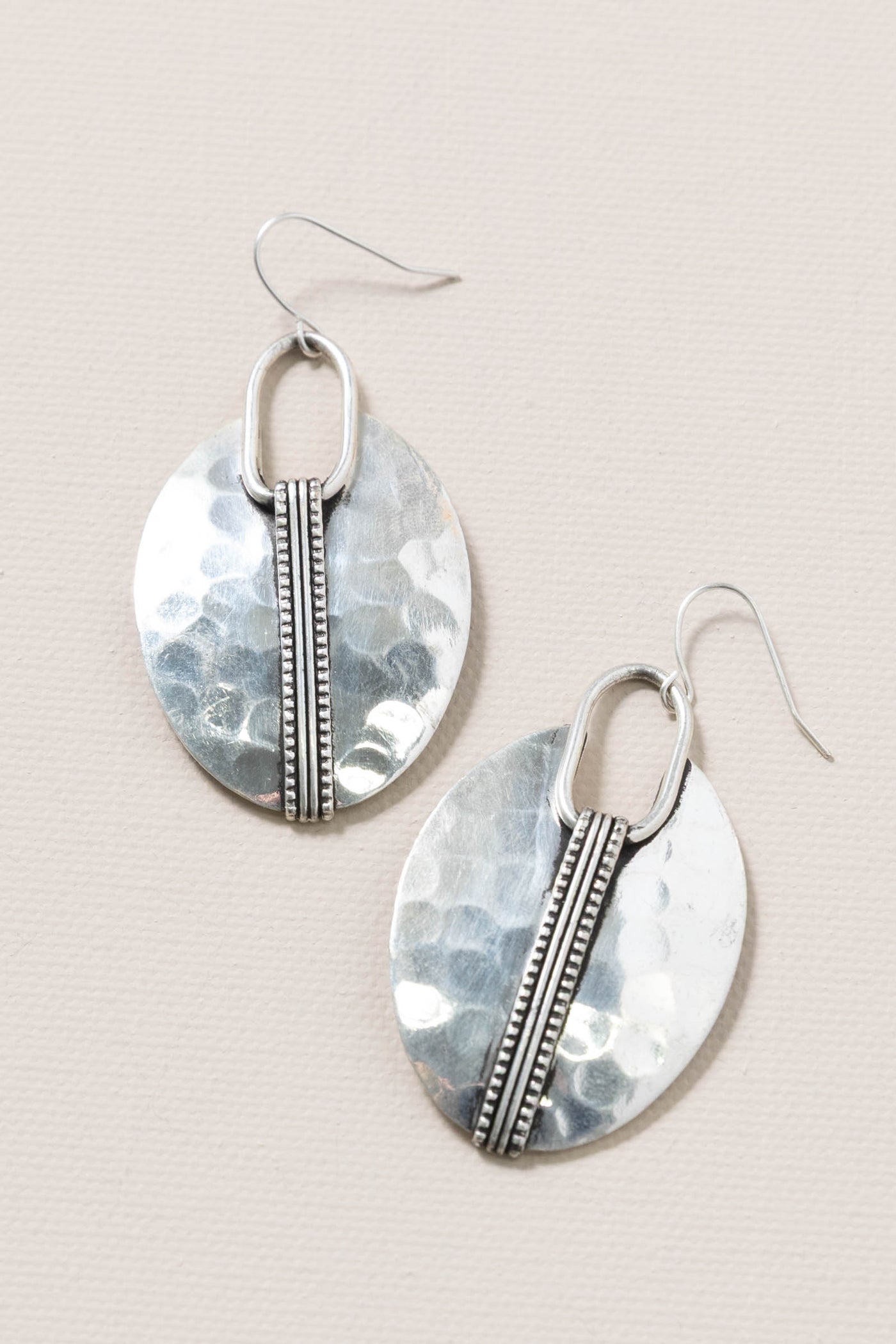 Silver Boho Wrapped Oval Earrings