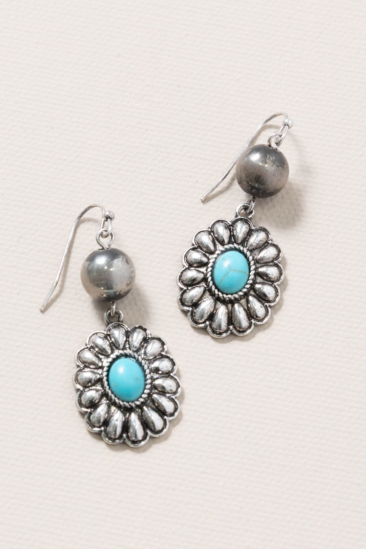 Silver And Turquoise Western Concho Earrings