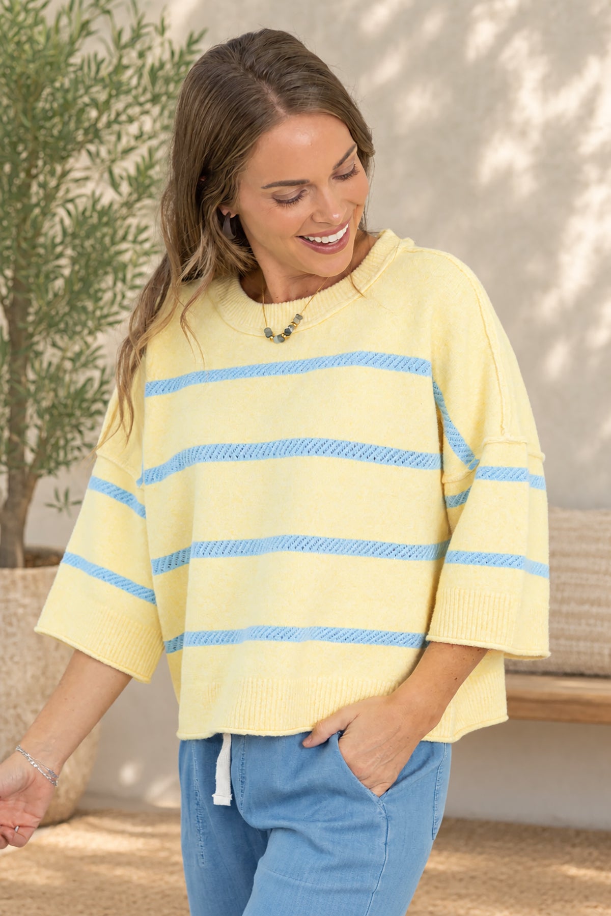 Cotierra Softest Luxe Stripe Crew Sweater