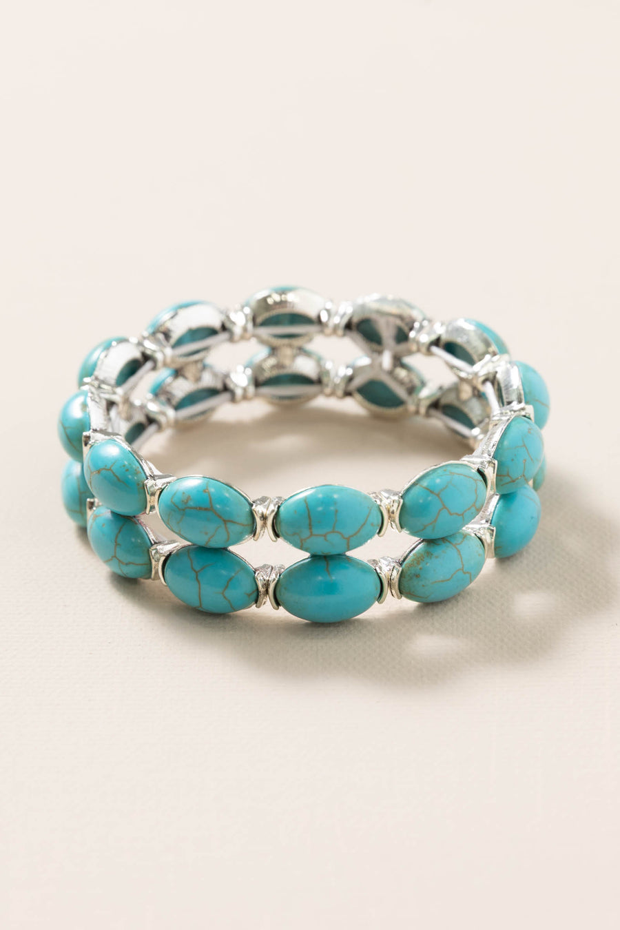 Turquoise Double Row Stretch Bracelet