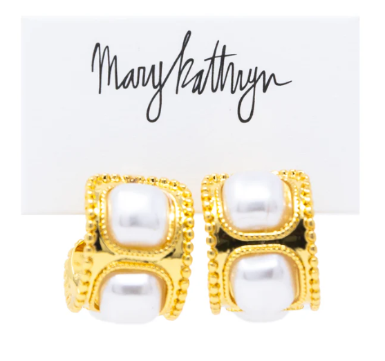 PRE-ORDER Aimee Gold Pearl Hoops shipping apx 4/24