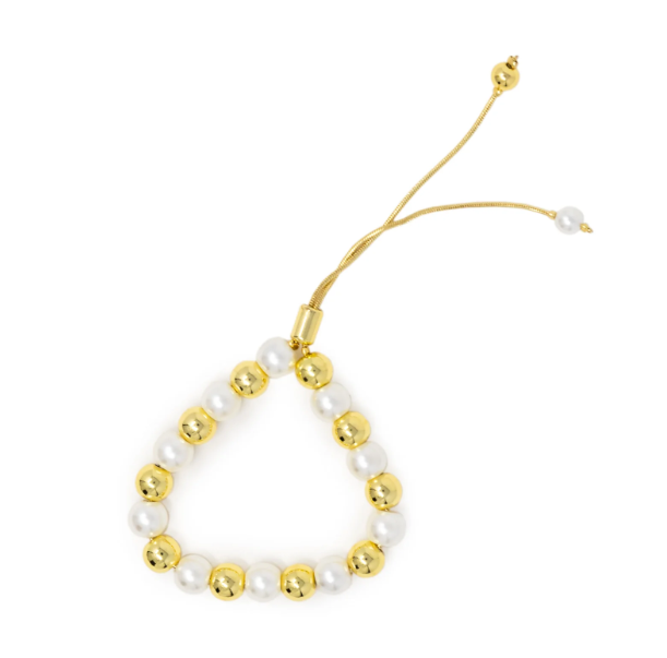 PRE-ORDER Adjustable Gold + Pearl Beaded Bracelet shipping apx 4/24