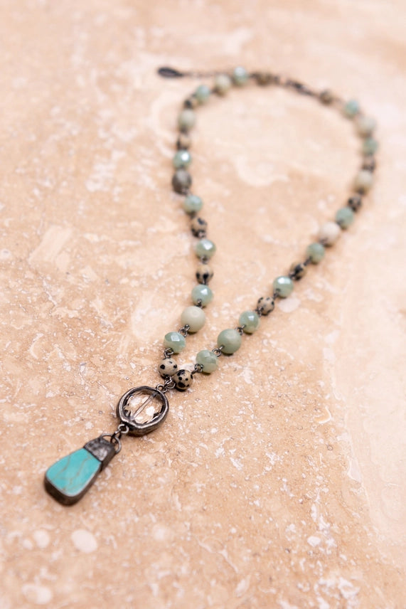 Jade Necklace With Clear Stone Pendant