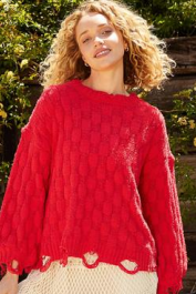 Solid Checkerboard Textured Sweater