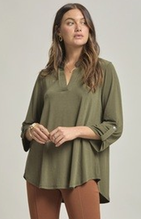 Lizzy Wrinkle Free 3/4 Sleeve Solid Tops