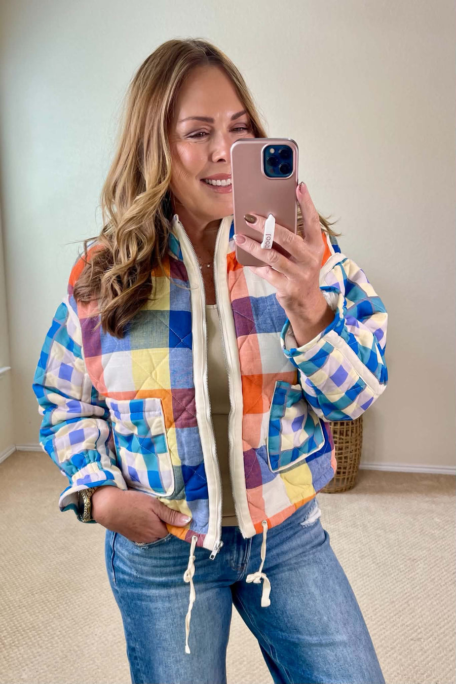 Blue Combo Padded Front Patch Pocket Jacket