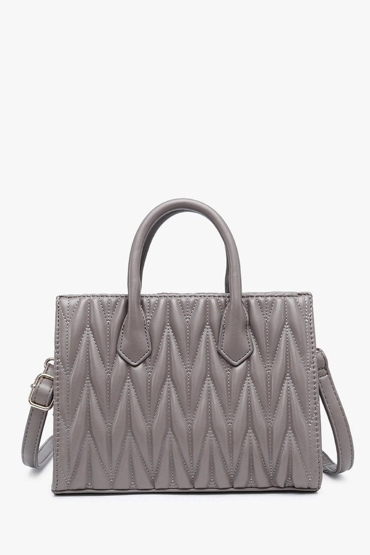 Grey Herringbone Satchel Bag