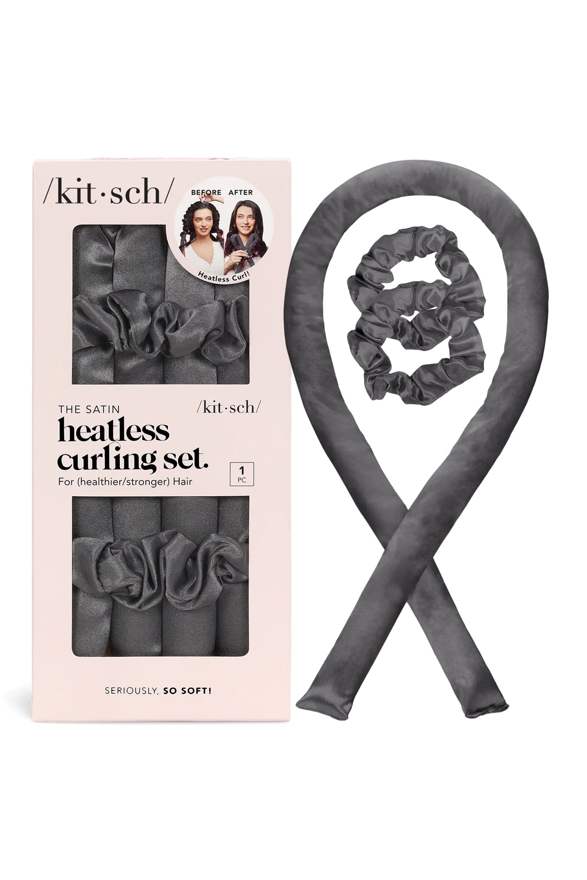 Charcoal Satin Heatless Curling Set