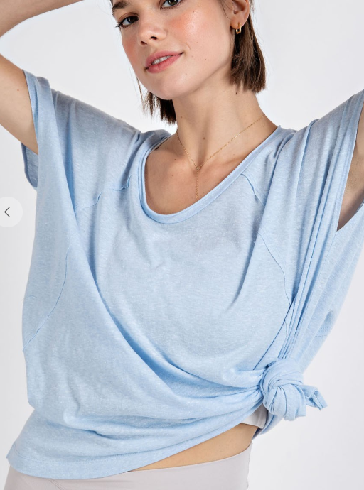 Scoop Neck Oversized Tee with Side Slits